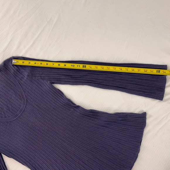 Cyrus Women's Medium Blue Ribbed Knit Scoop Neck Long Sleeve Peplum Top M - Picture 5 of 6